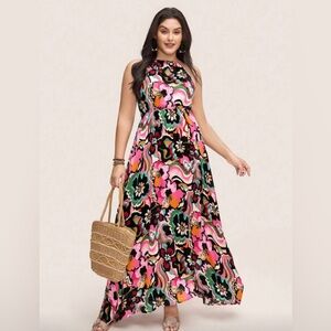 New Boutique Floral Halter Maxi Dress - Multicolor size 3X 🌺 BG 2 gift included